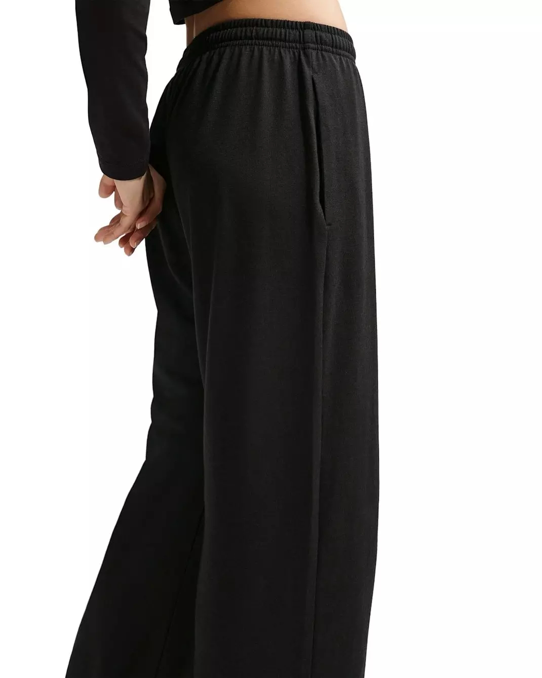 Nike Women's Sportswear Chill Knit Mid-Rise Lightweight Open-Hem Pants -Black - BLACK