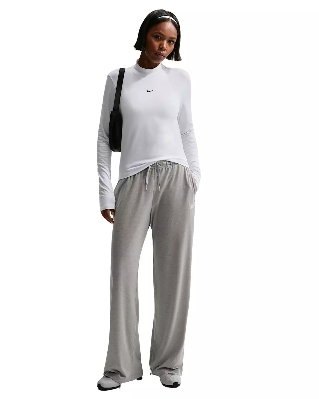 Nike Women's Sportswear Chill Knit Mid-Rise Lightweight Open-Hem Pants - Dk Grey - DK GREY