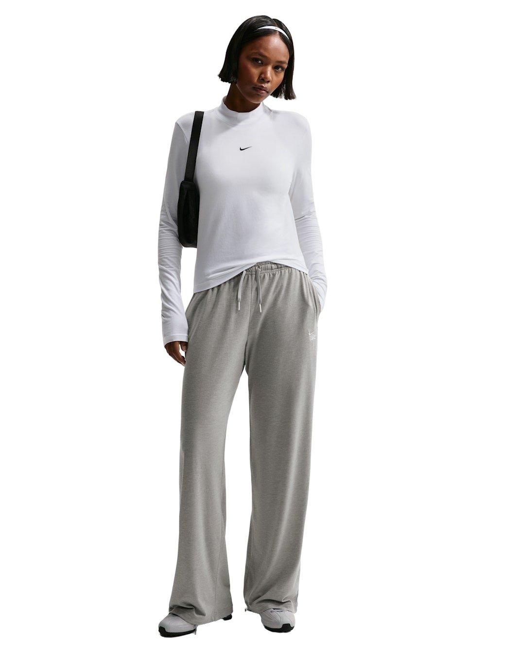Nike Women's Sportswear Chill Knit Mid-Rise Lightweight Open-Hem Pants -Dk Grey - DK GREY Thumbnail View 4