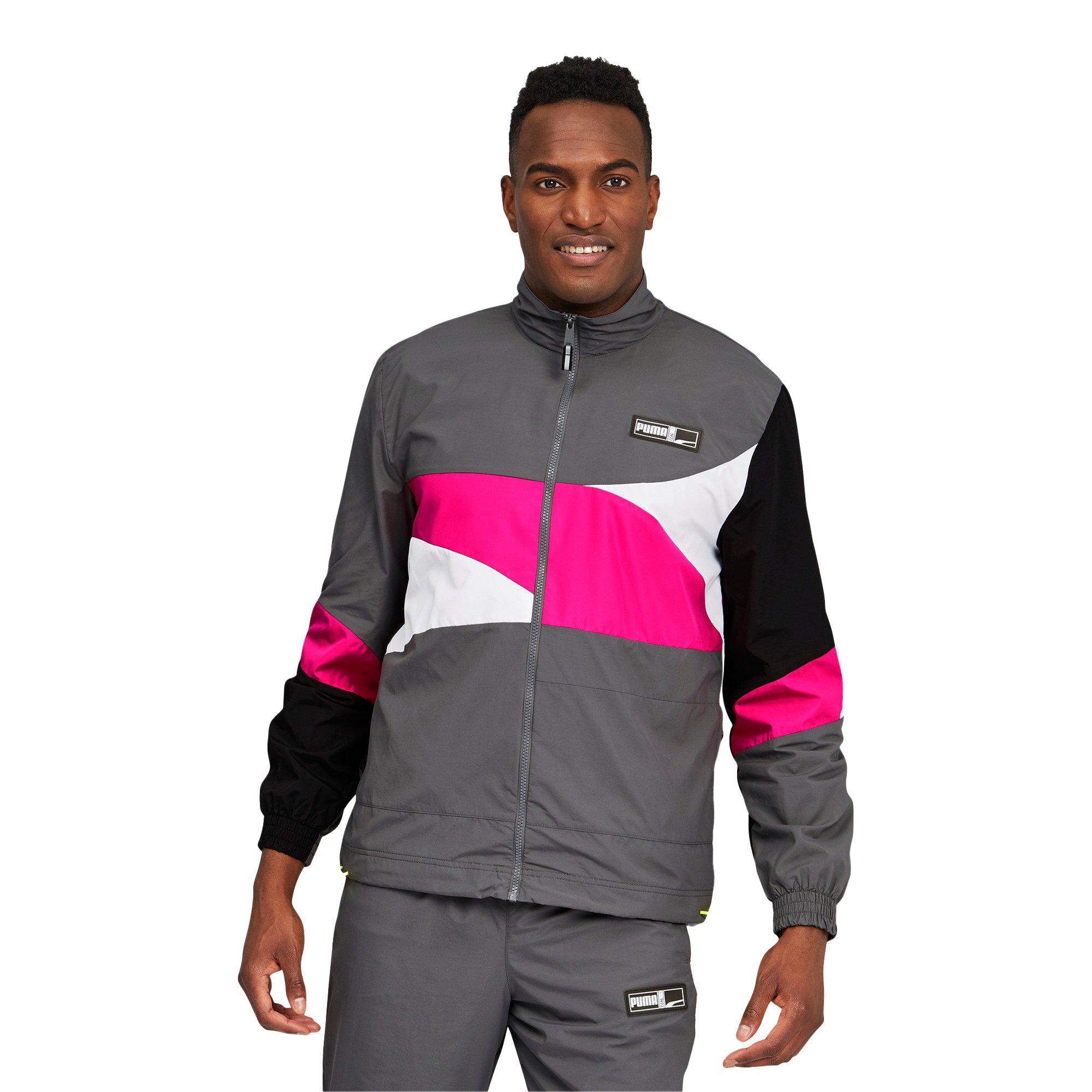 PUMA Men's Formstrip Woven Jacket - GREY/PINK Thumbnail View 1