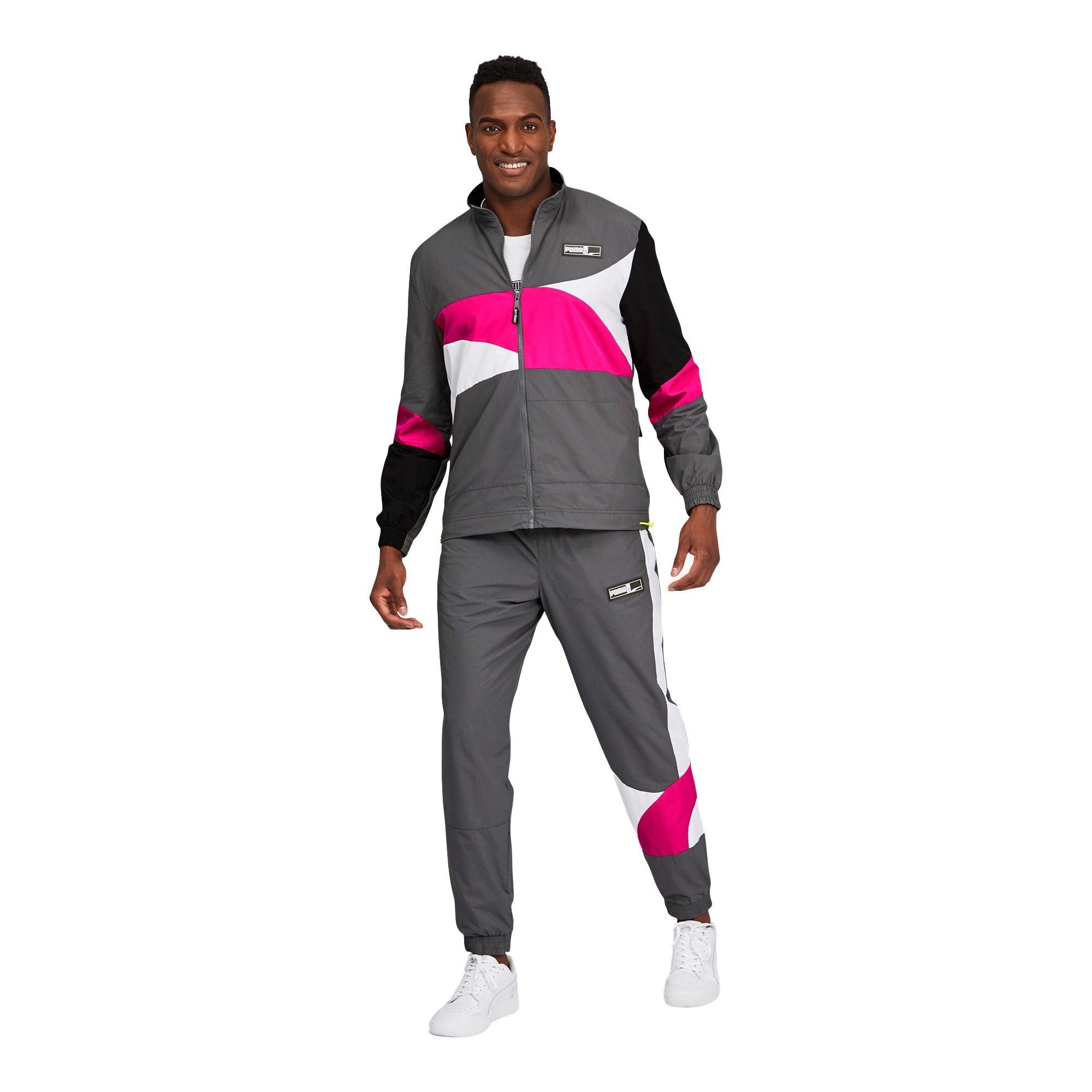 PUMA Men's Formstrip Woven Jacket - GREY/PINK Thumbnail View 3