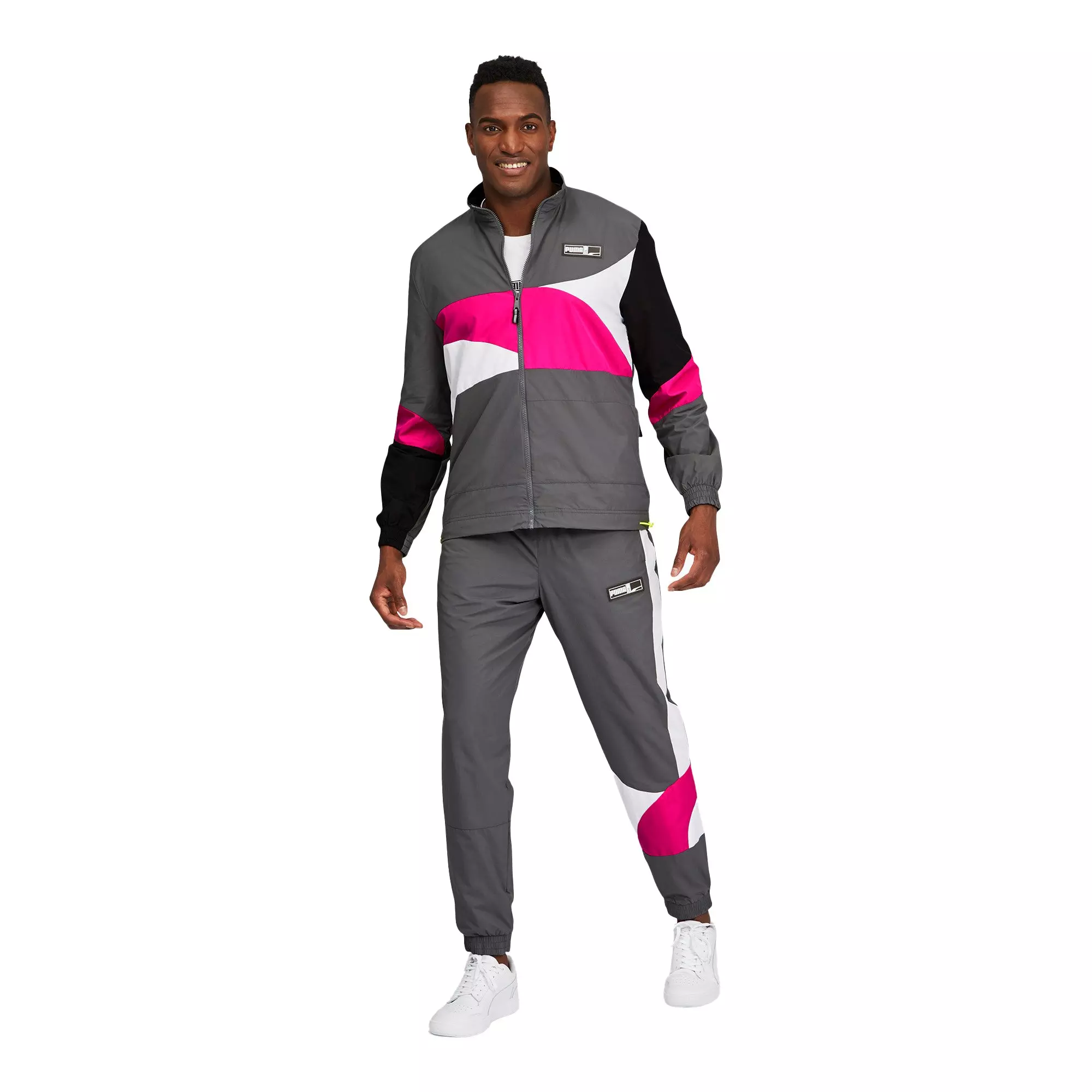 PUMA Men's Formstrip Woven Jacket - GREY/PINK