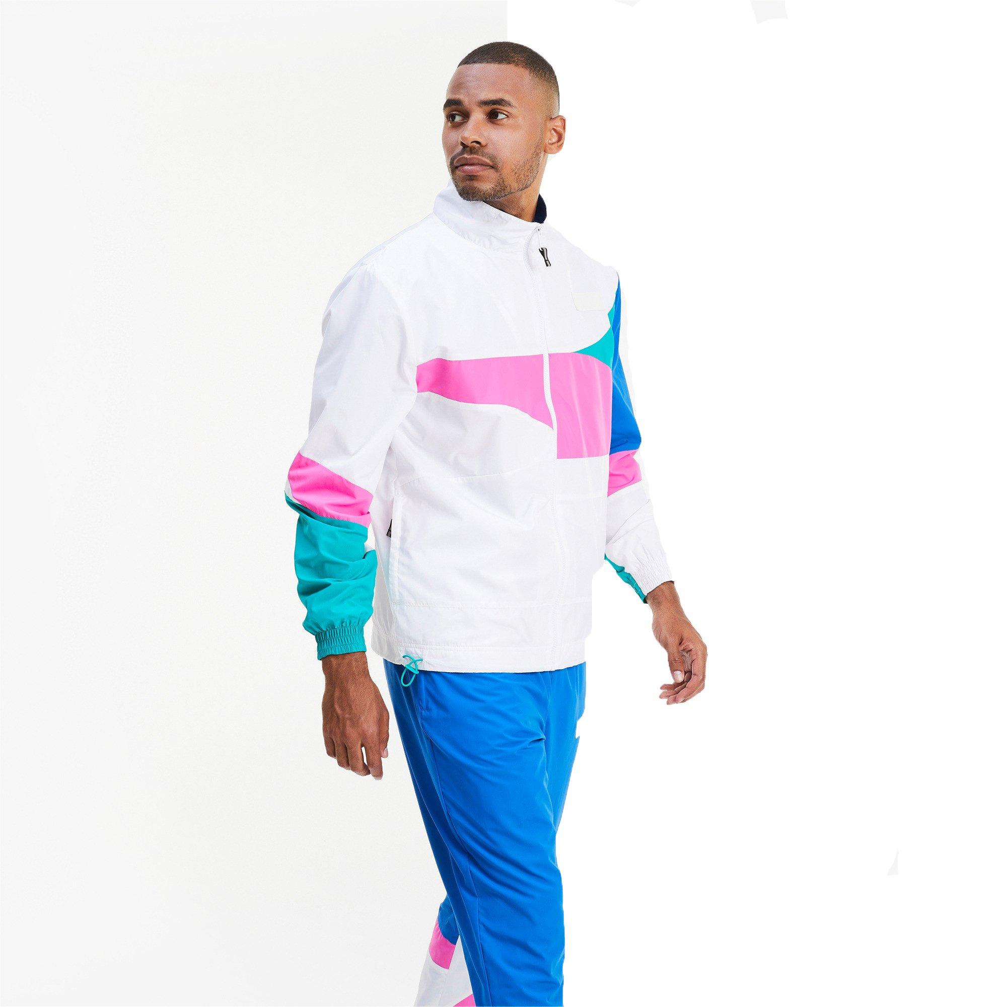 PUMA Men's Formstrip Woven Jacket - WHITE/PINK Thumbnail View 1