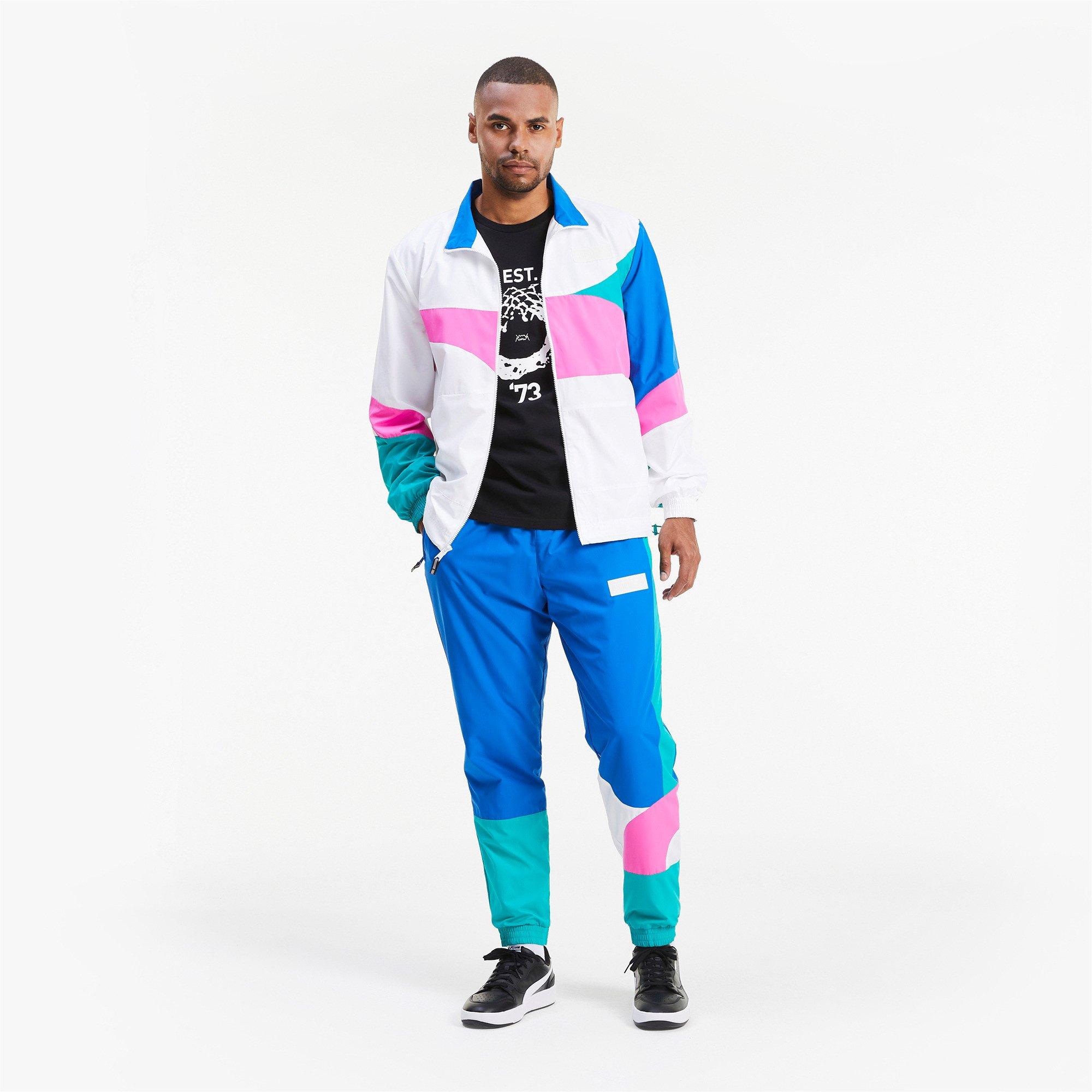 PUMA Men's Formstrip Woven Jacket - WHITE/PINK Thumbnail View 3