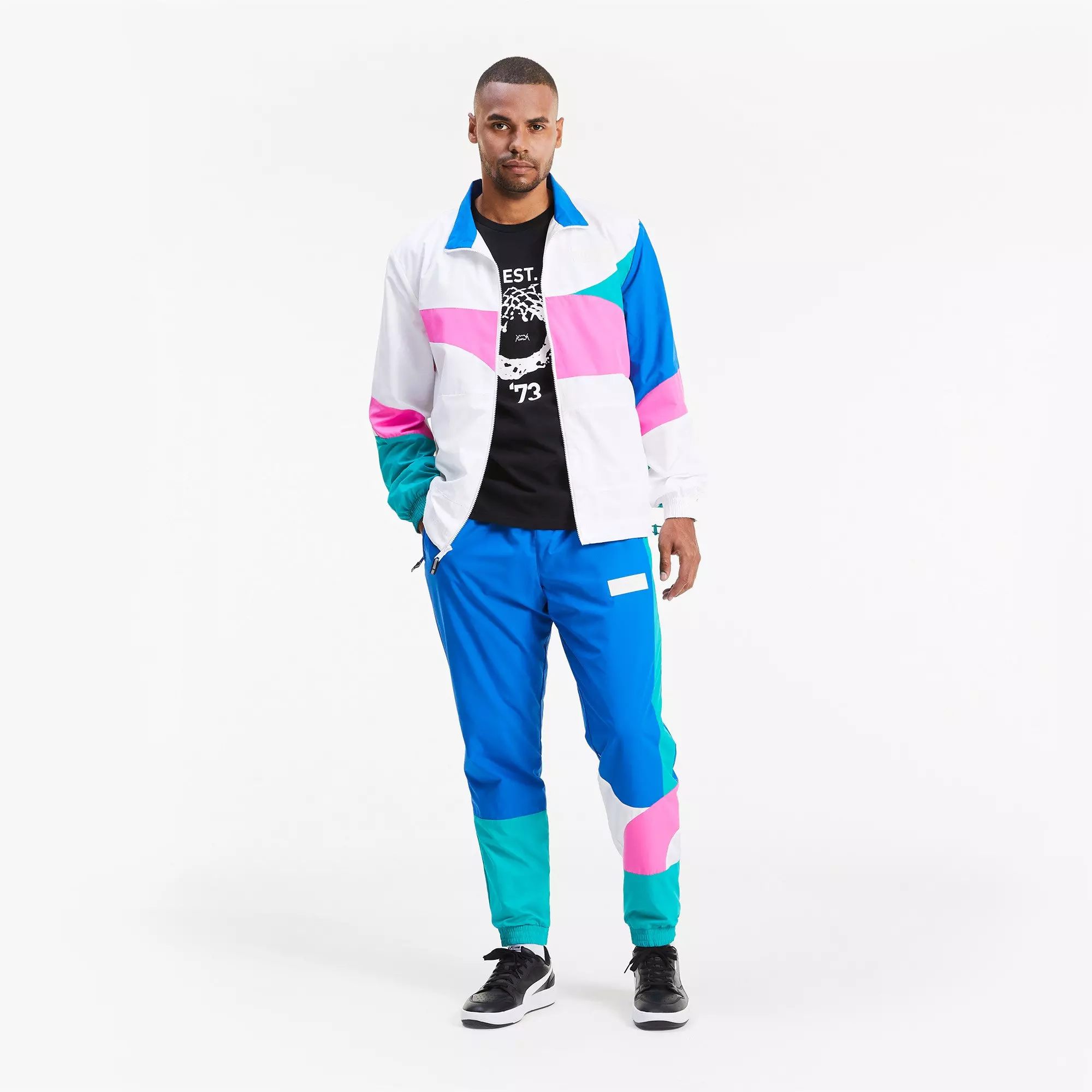PUMA Men's Formstrip Woven Jacket - WHITE/PINK