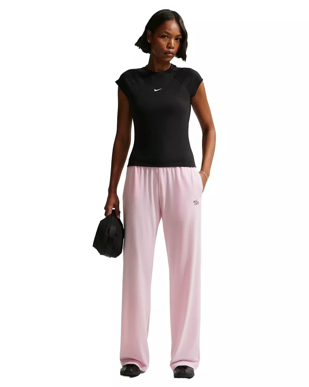 Nike Women's Sportswear Chill Knit Mid-Rise Lightweight Open-Hem Pants -Pink - PINK