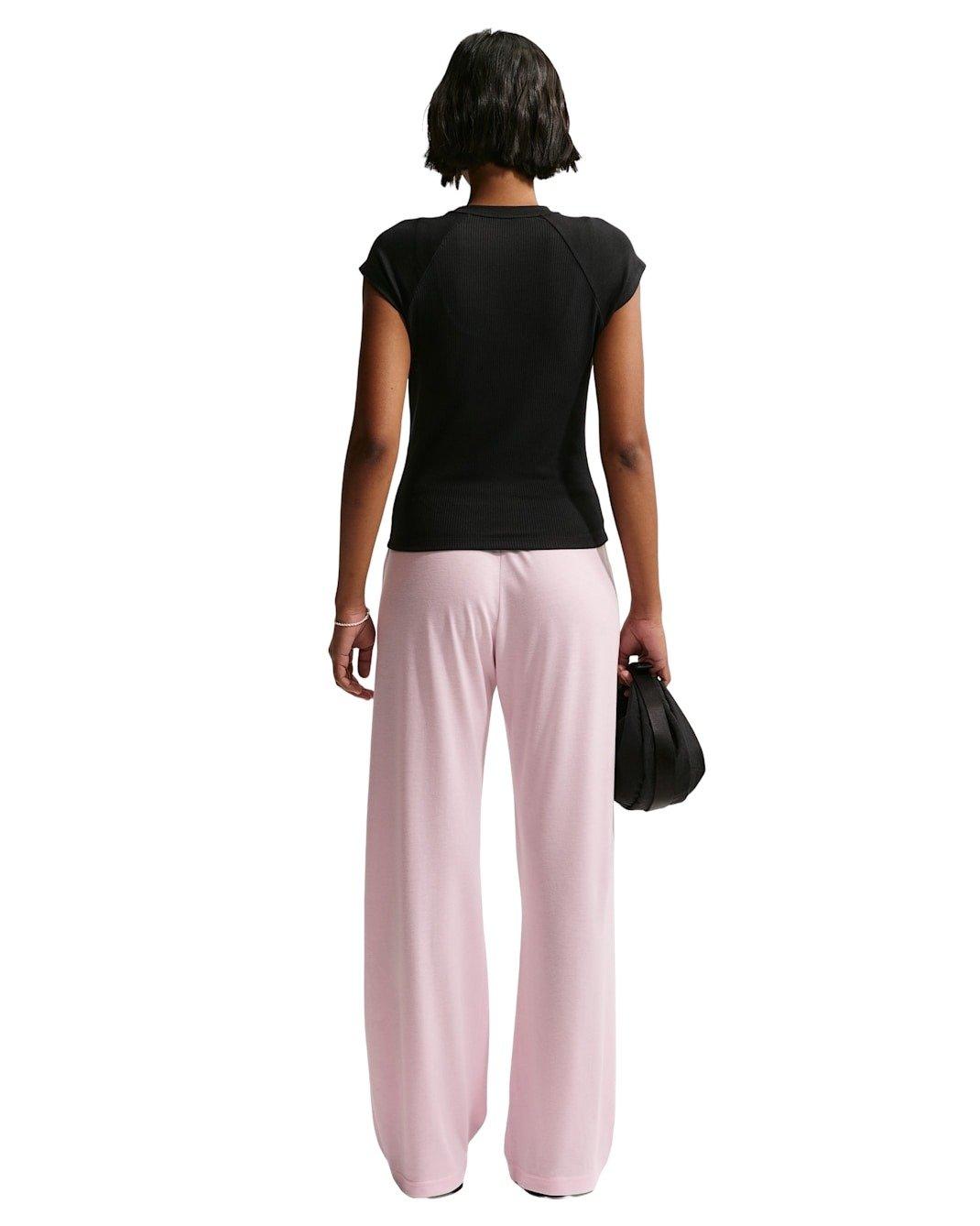 Nike Women's Sportswear Chill Knit Mid-Rise Lightweight Open-Hem Pants - Pink - PINK Thumbnail View 5