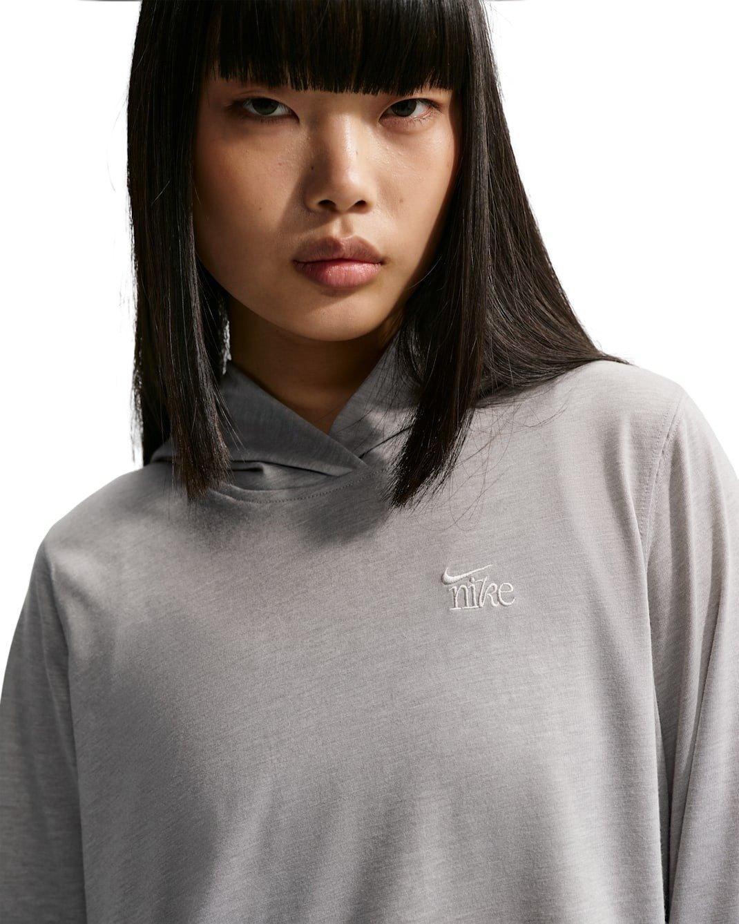 Nike Women' Sportswear Chill Knit Lightweight Hoodie -Dk Grey - DK GREY Thumbnail View 3