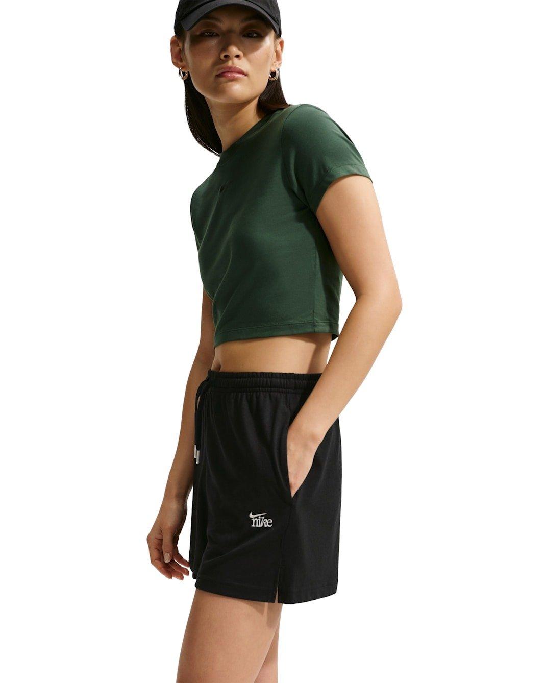 Nike Women's Sportswear Chill Knit High-Waisted Lightweight Shorts -Black - BLACK Thumbnail View 3