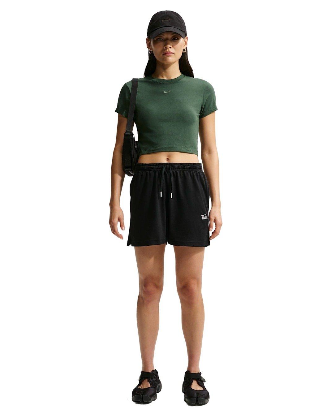 Nike Women's Sportswear Chill Knit High-Waisted Lightweight Shorts - Black - BLACK Thumbnail View 4