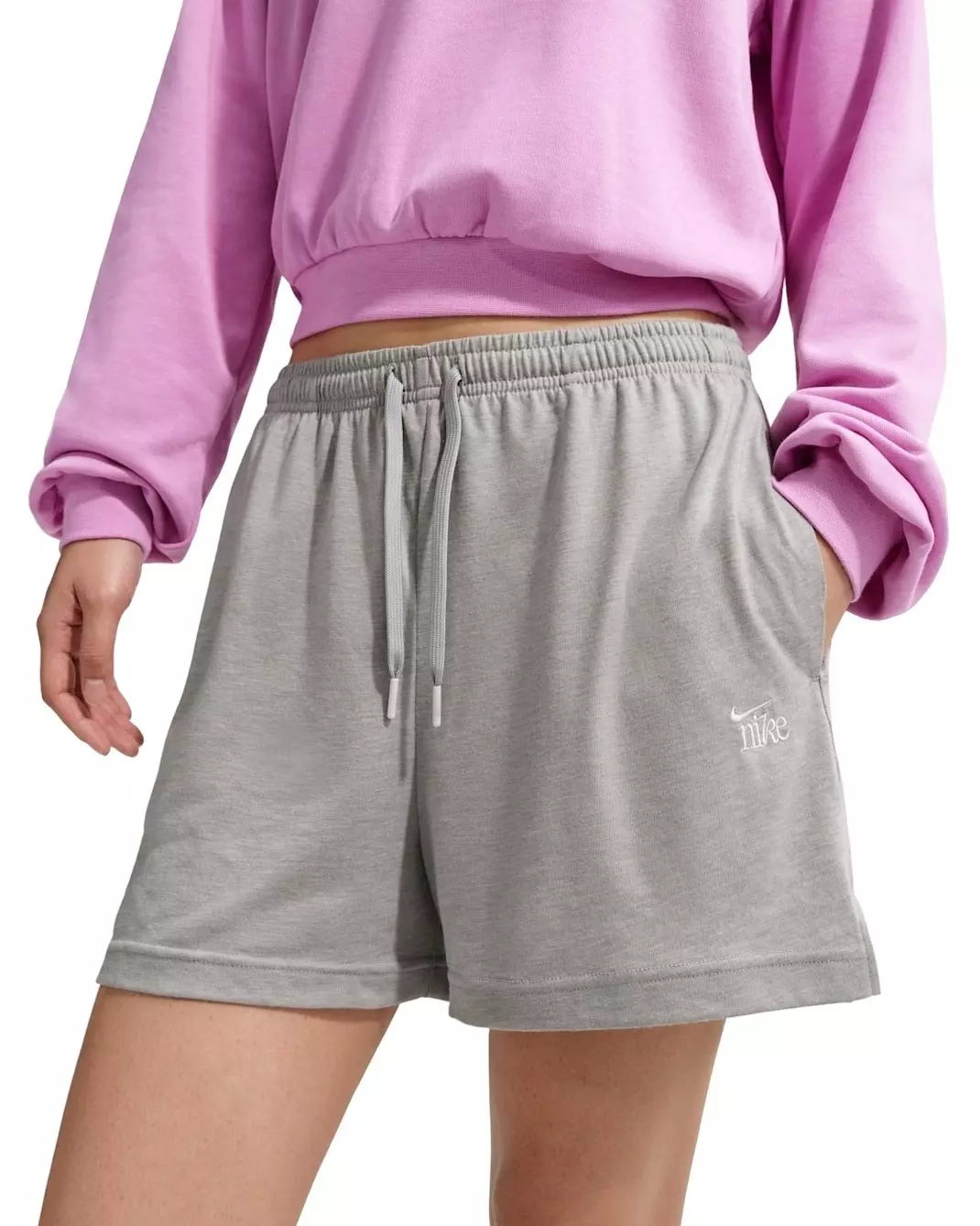 Nike Women's Sportswear Chill Knit High-Waisted Lightweight Shorts -Dk Grey - DK GREY