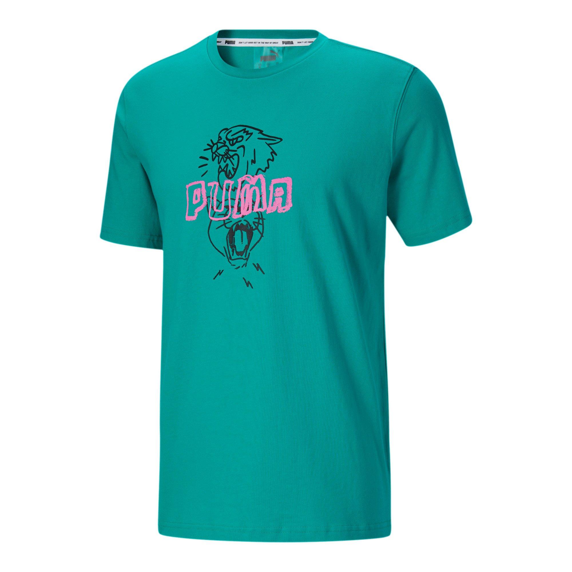 PUMA Men's Cat Jaws T-Shirt - TEAL Thumbnail View 1