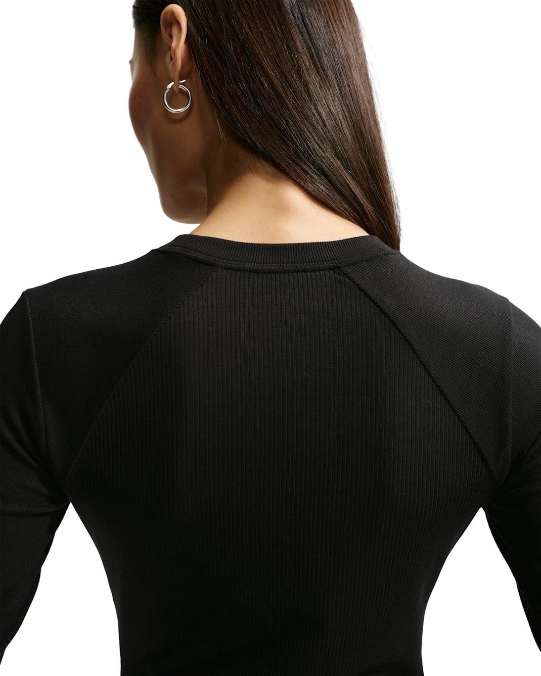 Nike Women's Sportswear Chill Knit Tight Long-Sleeve Ribbed Top - Black - BLACK Thumbnail View 2