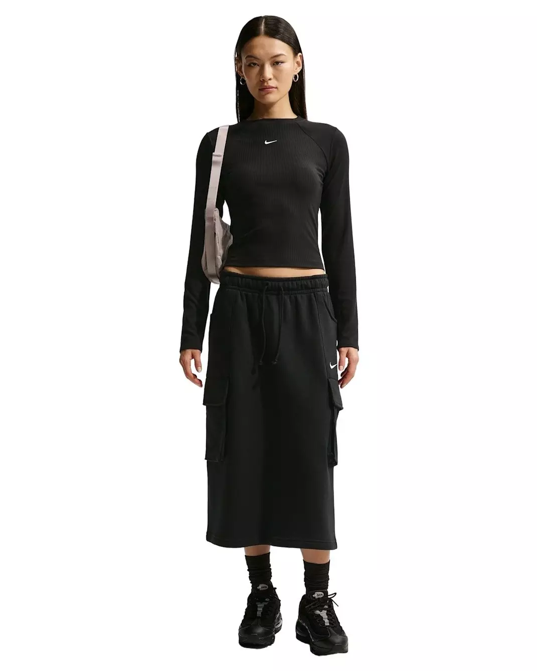 Nike Women's Sportswear Chill Knit Tight Long-Sleeve Ribbed Top - Black - BLACK