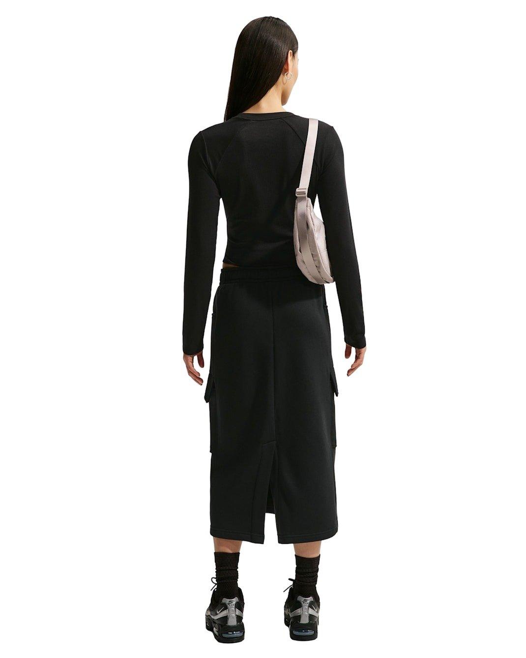 Nike Women's Sportswear Chill Knit Tight Long-Sleeve Ribbed Top -Black - BLACK Thumbnail View 5