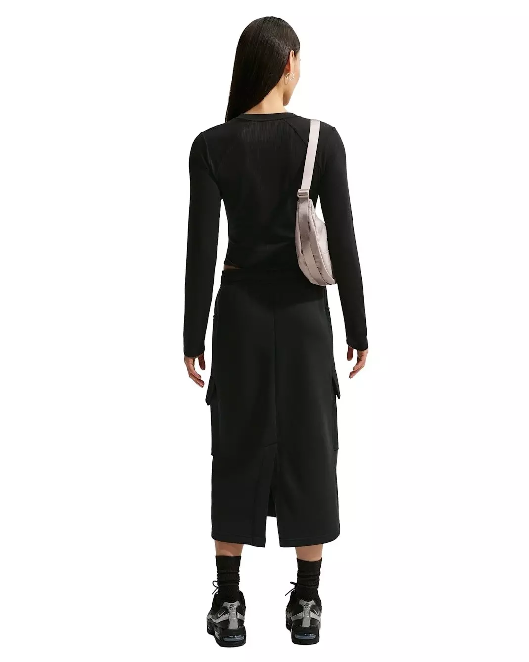 Nike Women's Sportswear Chill Knit Tight Long-Sleeve Ribbed Top -Black - BLACK