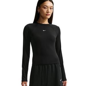 Nike Women's Sportswear Chill Knit Tight Long-Sleeve Ribbed Top -Black