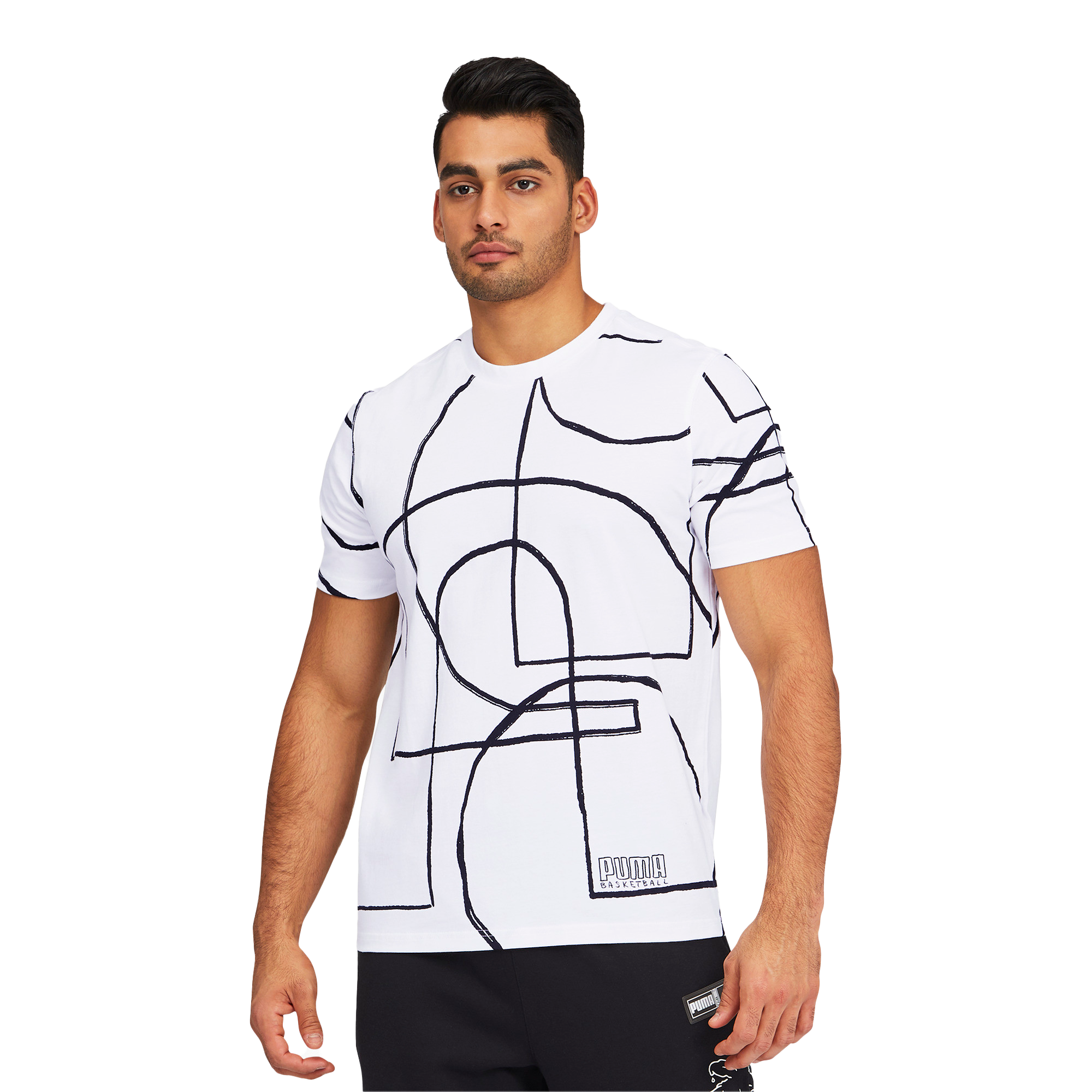 PUMA Men's Court AOP T-Shirt - WHITE Thumbnail View 1