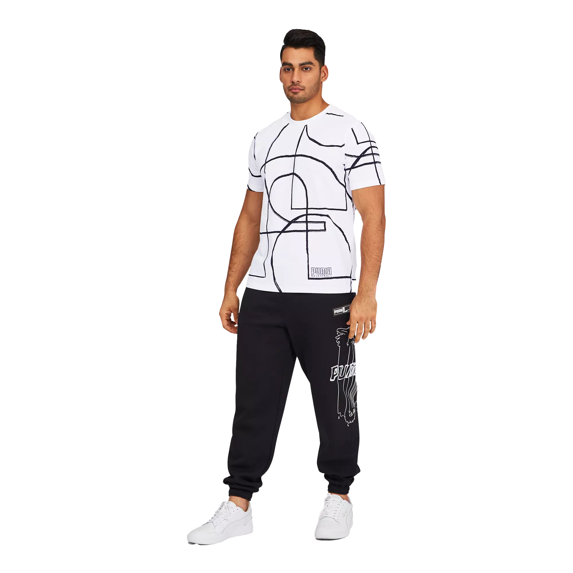 PUMA Men's Court AOP T-Shirt - WHITE