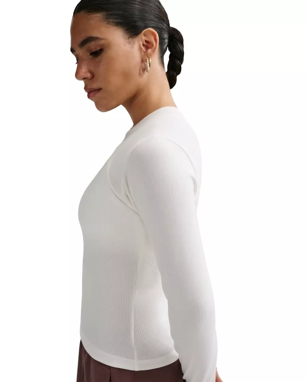 Nike Women's Sportswear Chill Knit Tight Long-Sleeve Ribbed Top - White - WHITE