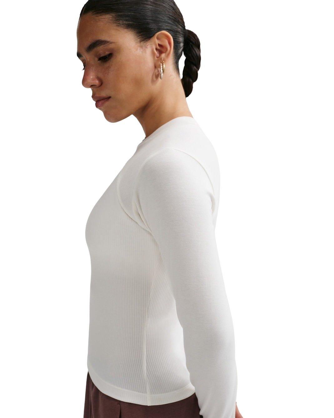 Nike Women's Sportswear Chill Knit Tight Long-Sleeve Ribbed Top -White - WHITE Thumbnail View 2