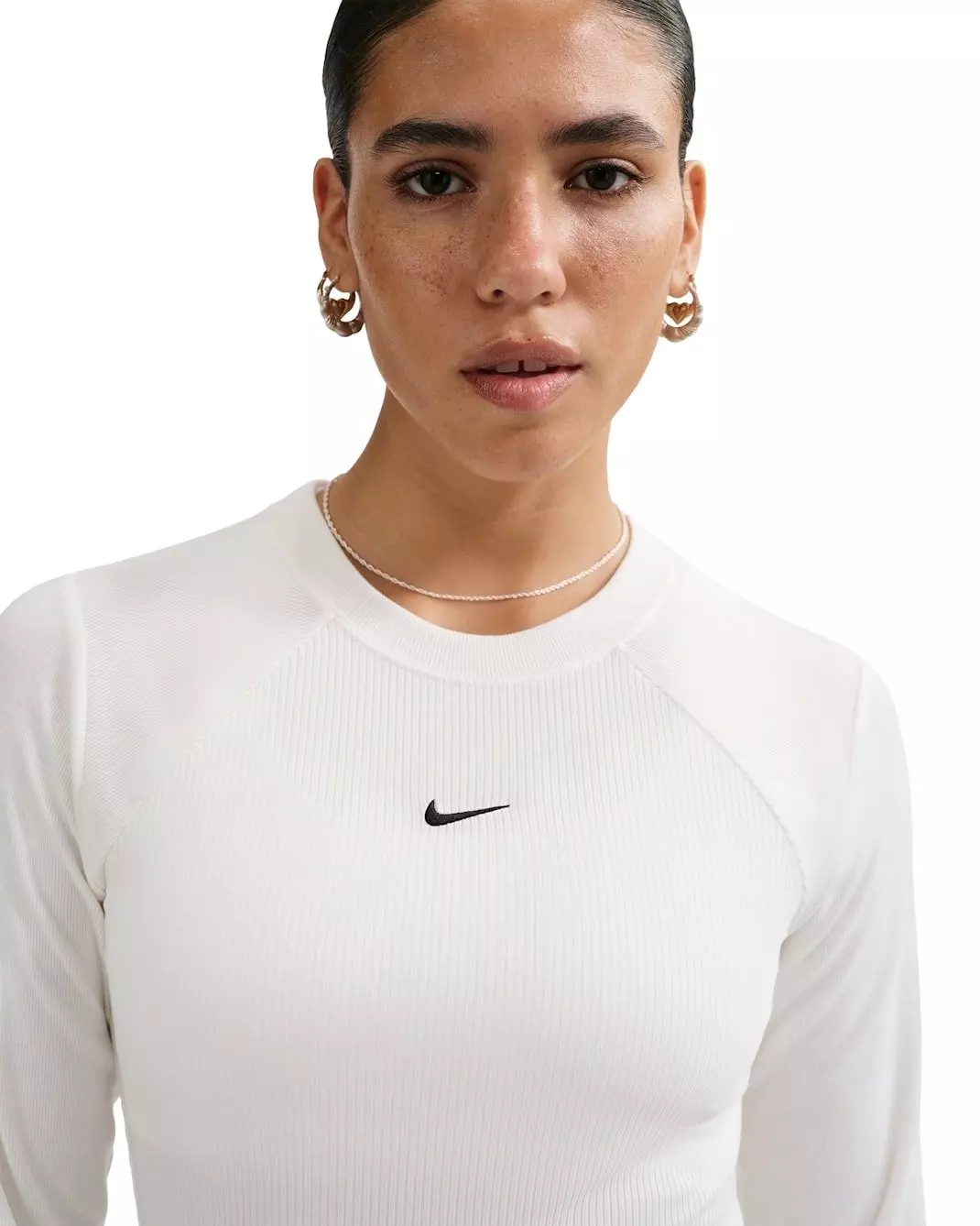 Nike Women's Sportswear Chill Knit Tight Long-Sleeve Ribbed Top - White - WHITE