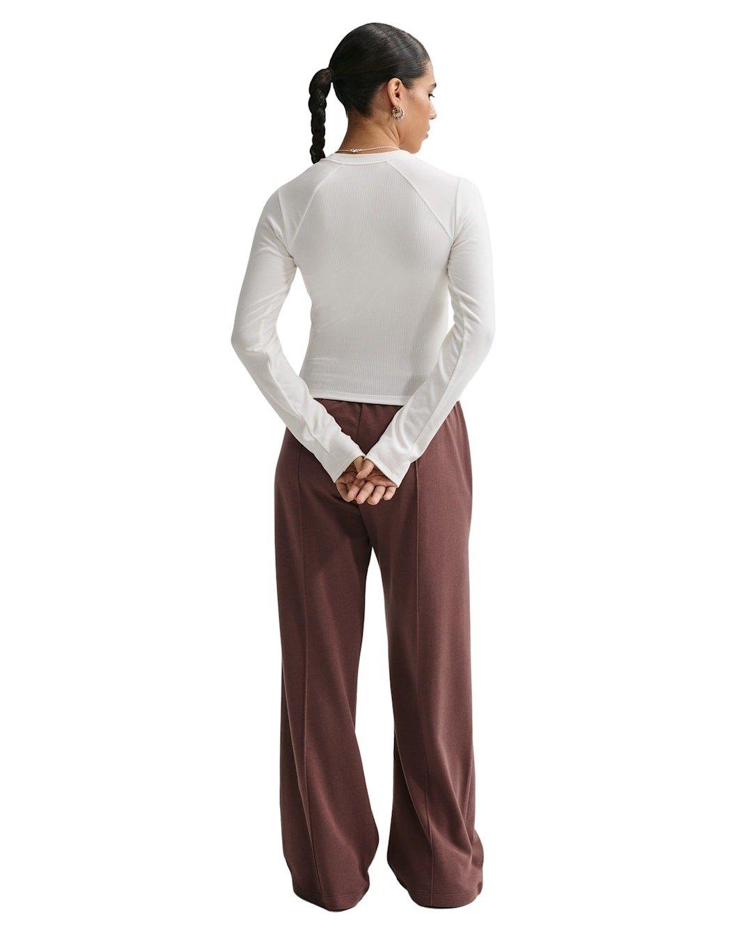 Nike Women's Sportswear Chill Knit Tight Long-Sleeve Ribbed Top -White - WHITE Thumbnail View 5