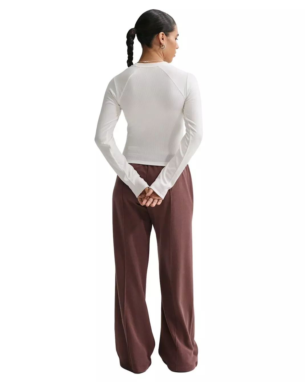 Nike Women's Sportswear Chill Knit Tight Long-Sleeve Ribbed Top -White - WHITE