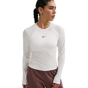 Nike Women's Sportswear Chill Knit Tight Long-Sleeve Ribbed Top -White