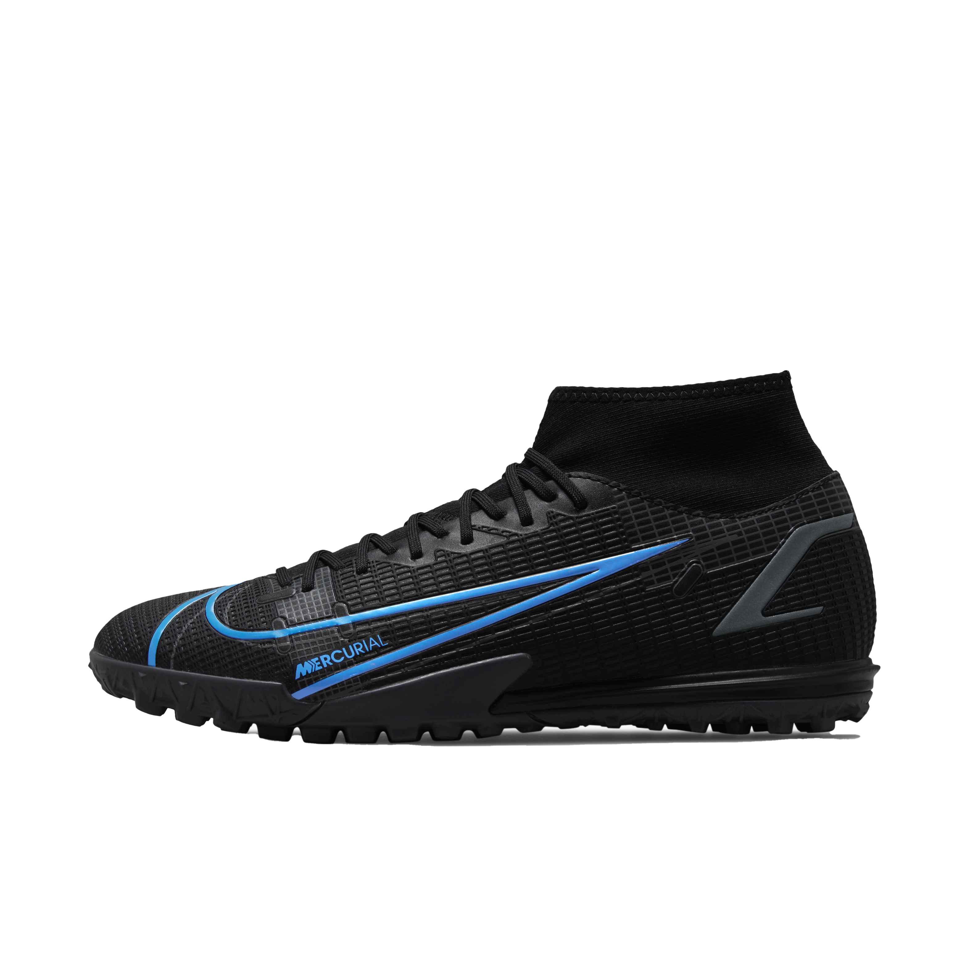 Nike Mercurial Superfly 8 Academy "Black/Iron Grey" Turf Men's Soccer Cleat - BLACK Thumbnail View 2