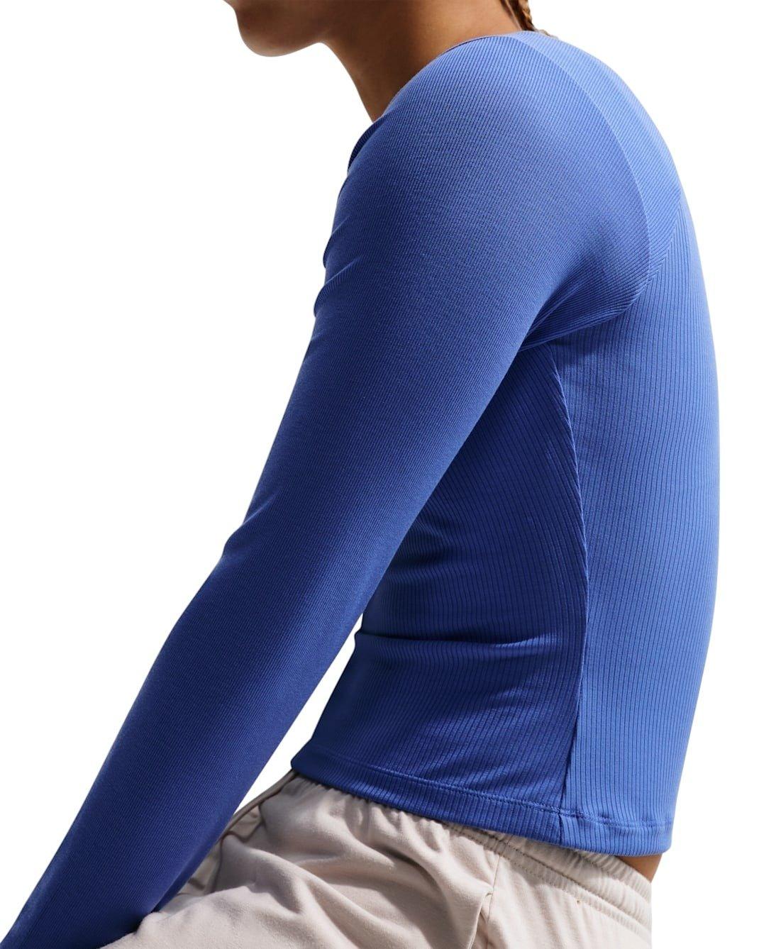 Nike Women's Sportswear Chill Knit Tight Long-Sleeve Ribbed Top - Lt Blue - LT BLUE Thumbnail View 3