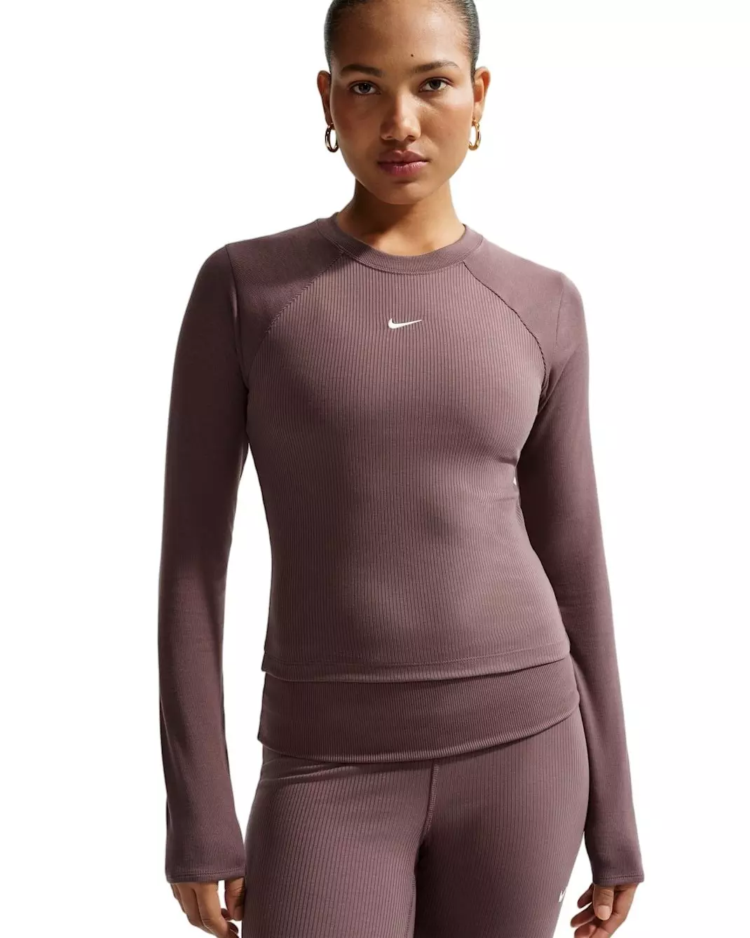 Nike Women's Sportswear Chill Knit Tight Long-Sleeve Ribbed Top - Tattoo Purple - TATTOO PURPLE