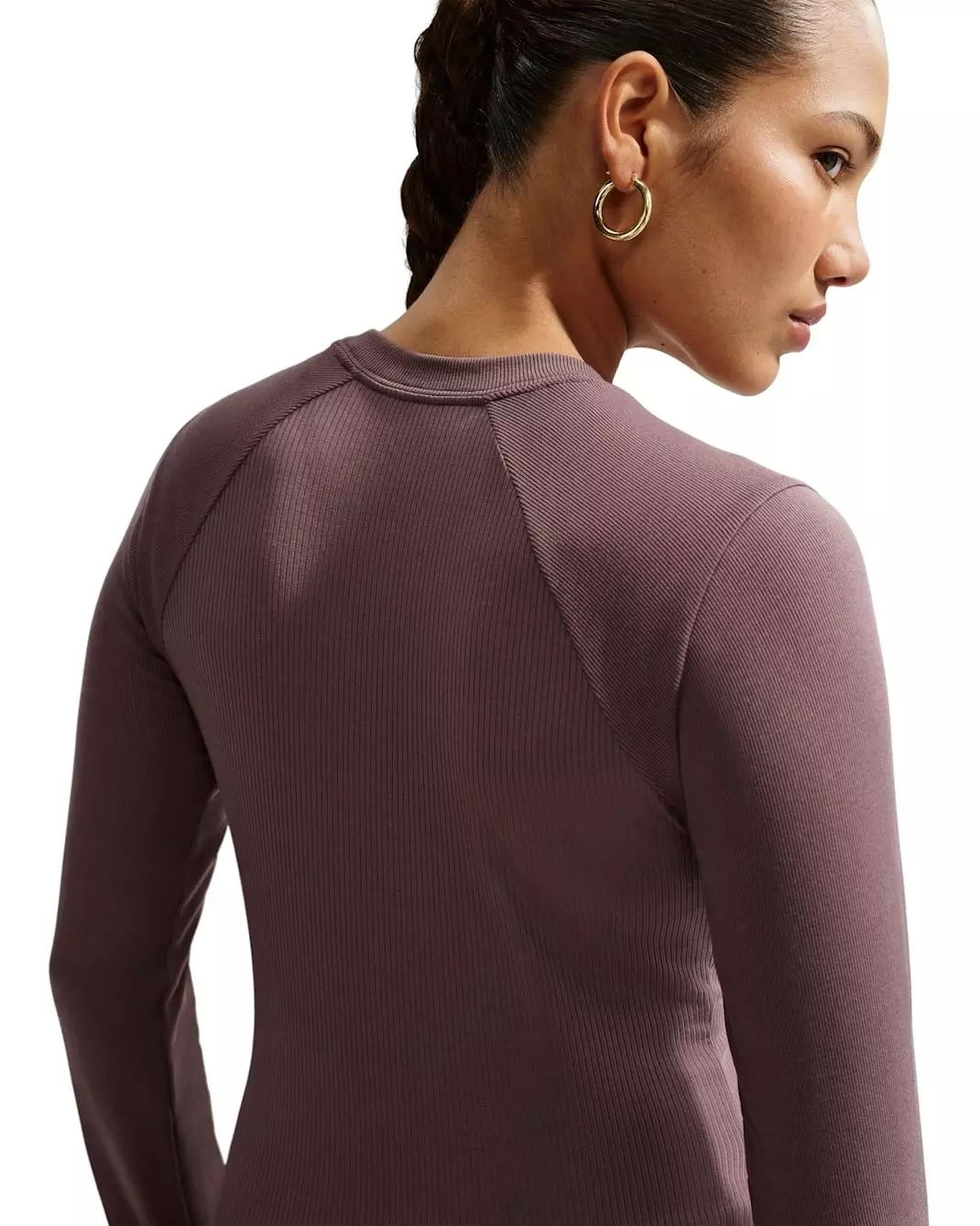 Nike Women's Sportswear Chill Knit Tight Long-Sleeve Ribbed Top -Tattoo Purple - TATTOO PURPLE