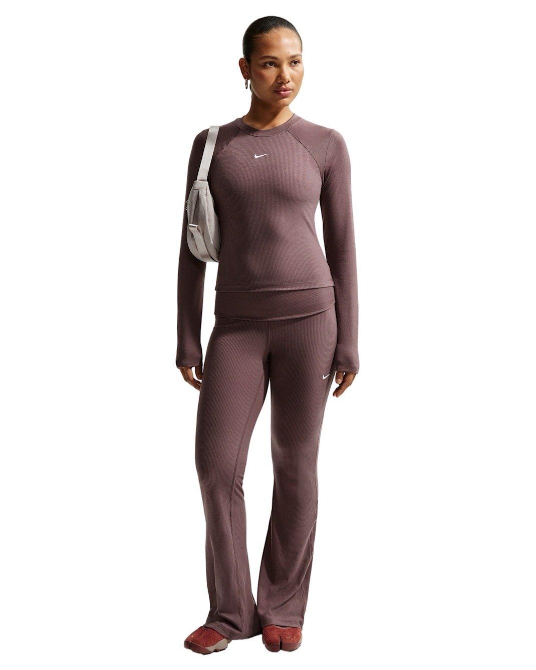 Nike Women's Sportswear Chill Knit Tight Long-Sleeve Ribbed Top -Tattoo Purple - TATTOO PURPLE Thumbnail View 4