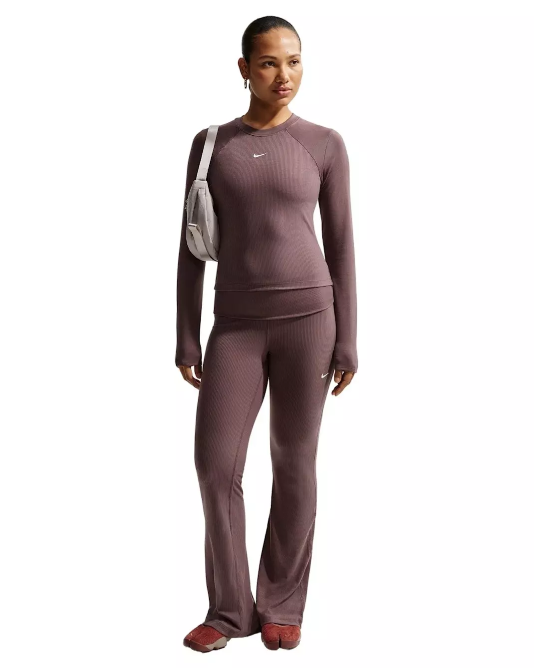 Nike Women's Sportswear Chill Knit Tight Long-Sleeve Ribbed Top -Tattoo Purple - TATTOO PURPLE