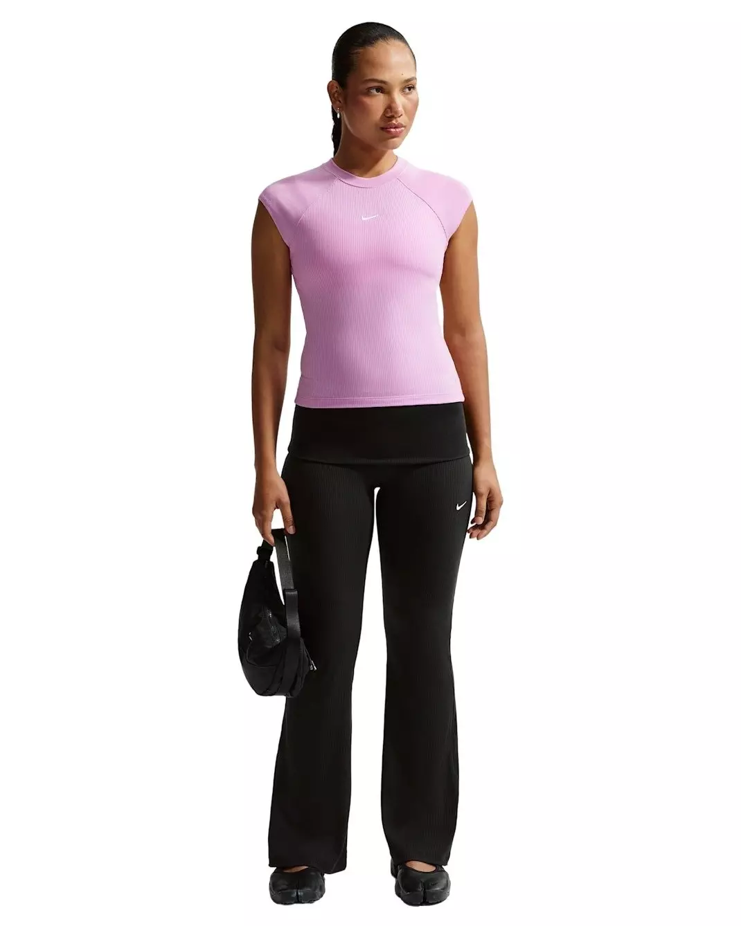 Nike Women's Sportswear Chill Knit Mid-Rise Tight Ribbed Pants - Black - BLACK