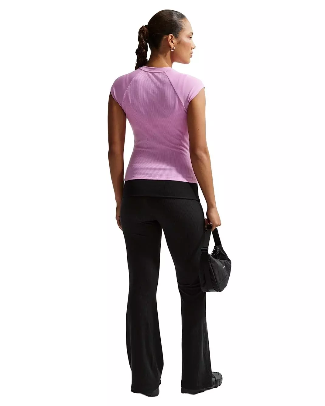 Nike Women's Sportswear Chill Knit Mid-Rise Tight Ribbed Pants -Black - BLACK