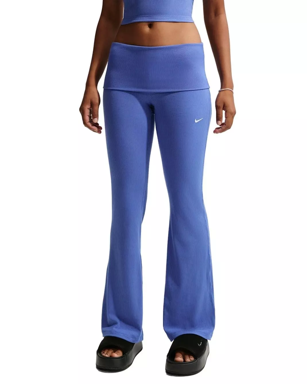 Nike Women's Sportswear Chill Knit Mid-Rise Tight Ribbed Pants - Lt Blue - LT BLUE