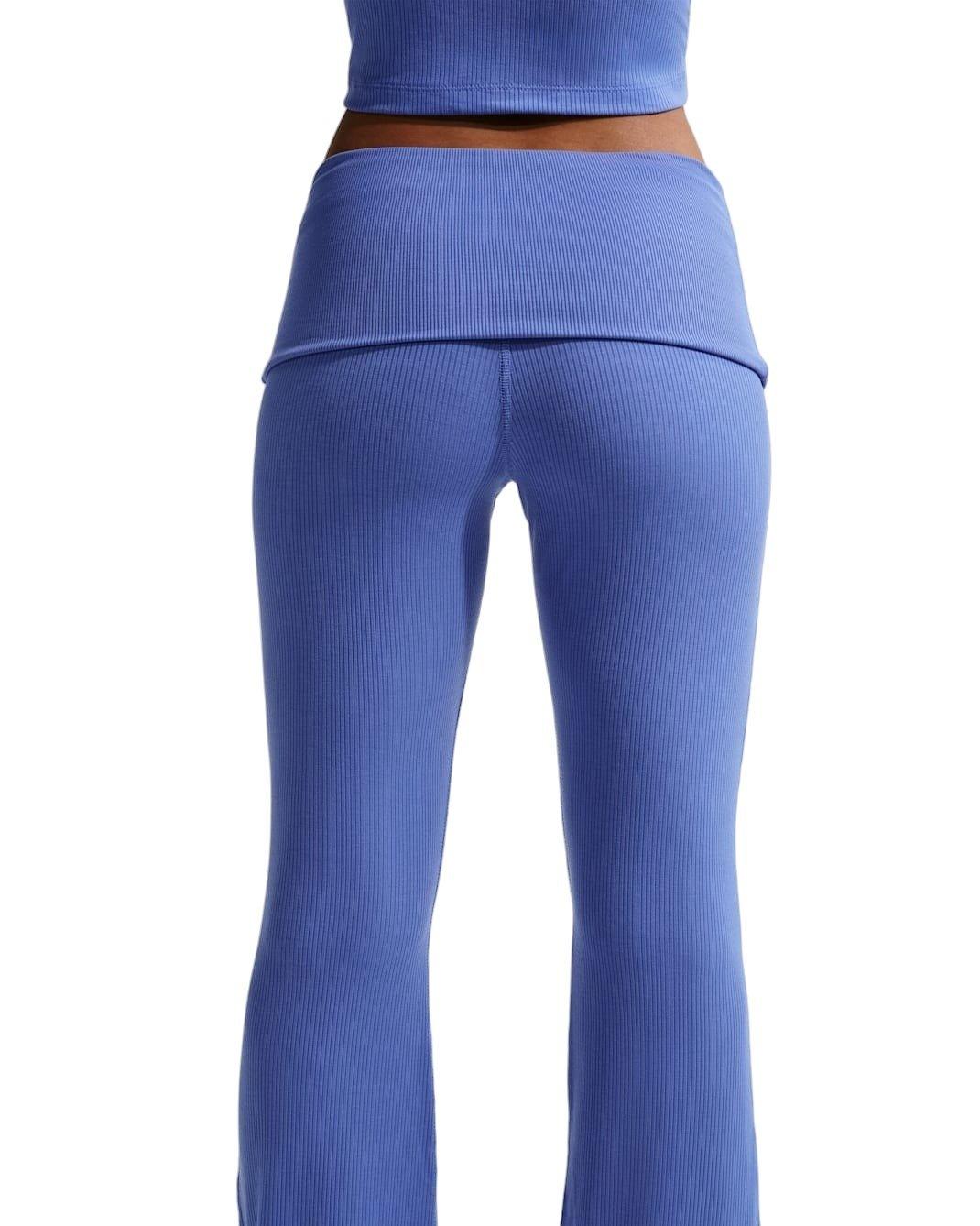 Nike Women's Sportswear Chill Knit Mid-Rise Tight Ribbed Pants -Lt Blue - LT BLUE Thumbnail View 2