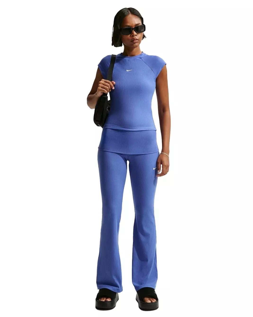 Nike Women's Sportswear Chill Knit Mid-Rise Tight Ribbed Pants - Lt Blue - LT BLUE