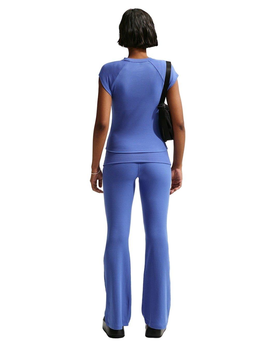 Nike Women's Sportswear Chill Knit Mid-Rise Tight Ribbed Pants - Lt Blue - LT BLUE Thumbnail View 5