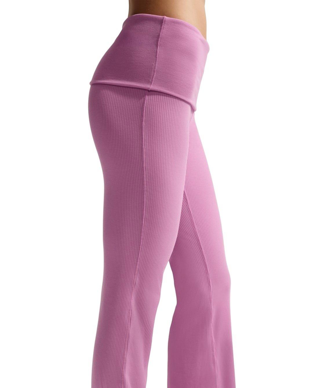 Nike Women's Sportswear Chill Knit Mid-Rise Tight Ribbed Pants -Lt Magenta - LT MAGENTA Thumbnail View 2