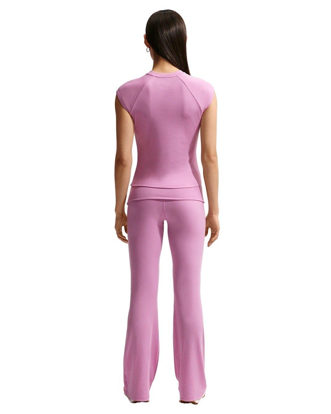 Nike Women's Sportswear Chill Knit Mid-Rise Tight Ribbed Pants - Lt Magenta - LT MAGENTA Thumbnail View 5