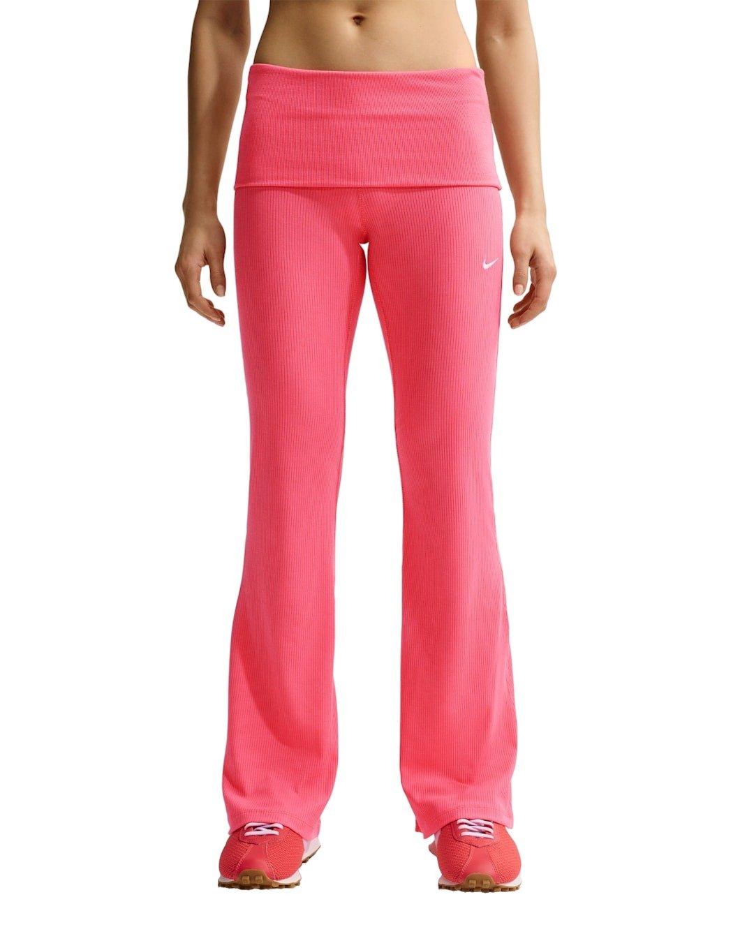 Nike Women's Sportswear Chill Knit Mid-Rise Tight Ribbed Pants - Coral - CORAL Thumbnail View 1