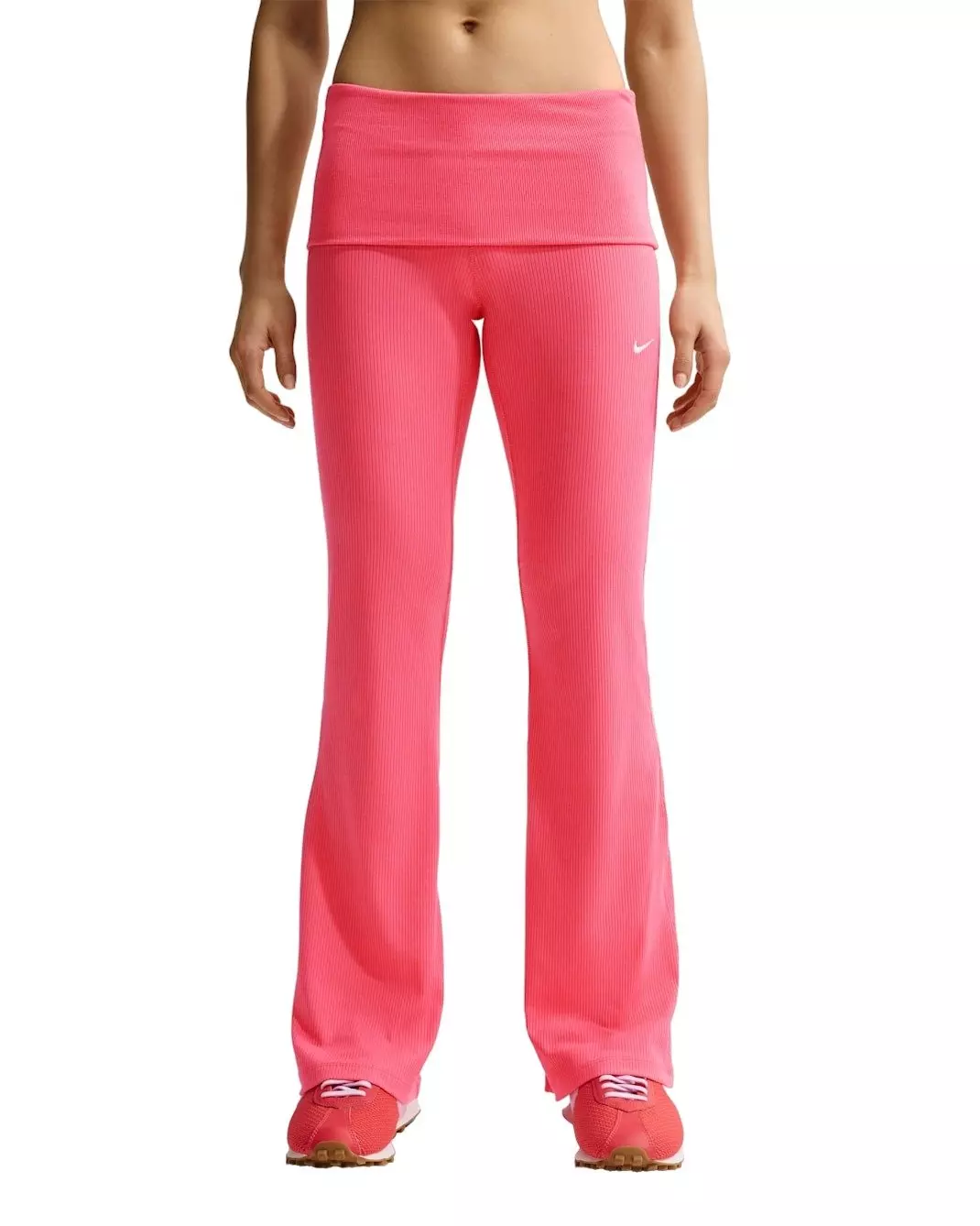 Nike Women's Sportswear Chill Knit Mid-Rise Tight Ribbed Pants - Coral - CORAL