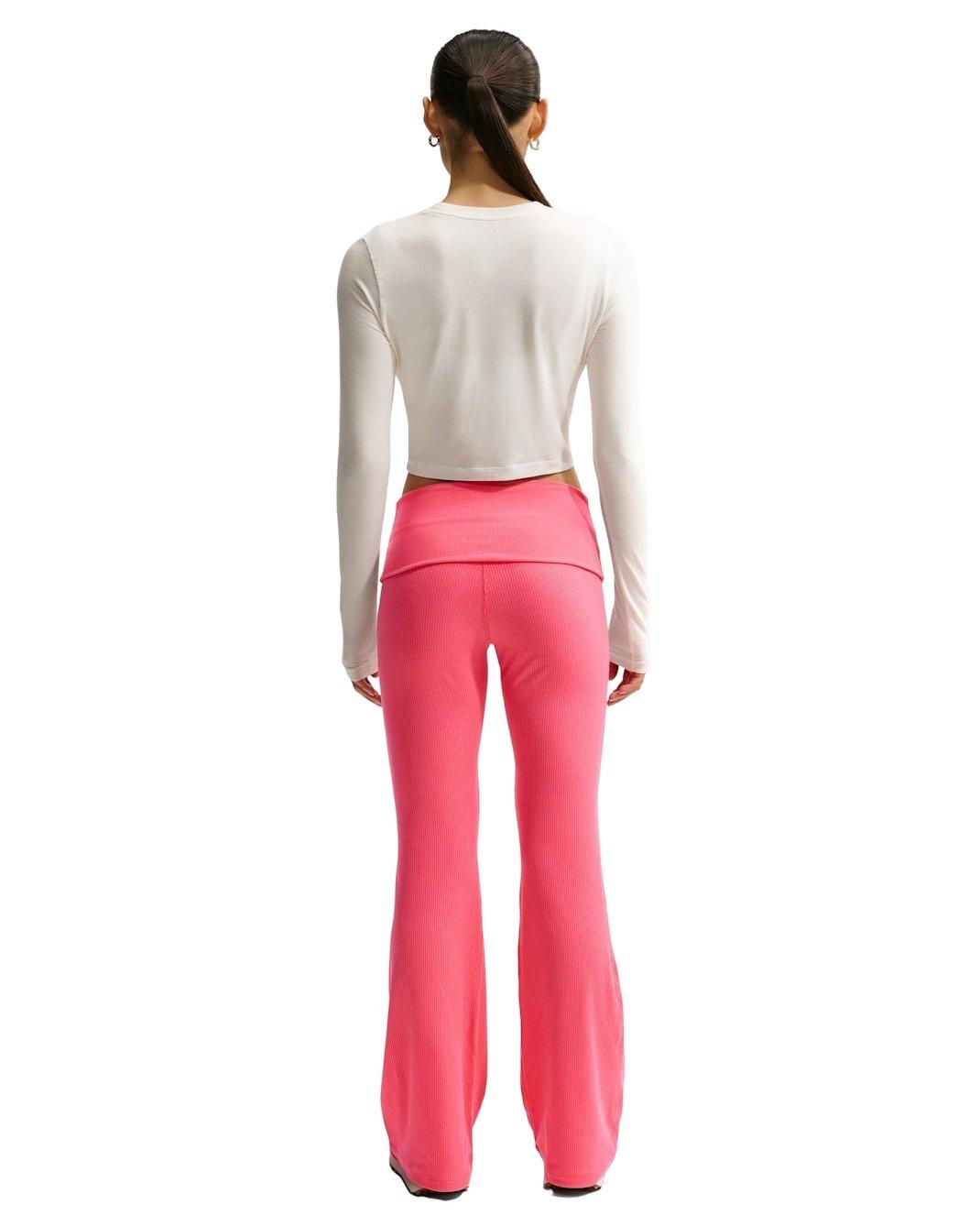 Nike Women's Sportswear Chill Knit Mid-Rise Tight Ribbed Pants - Coral - CORAL Thumbnail View 5