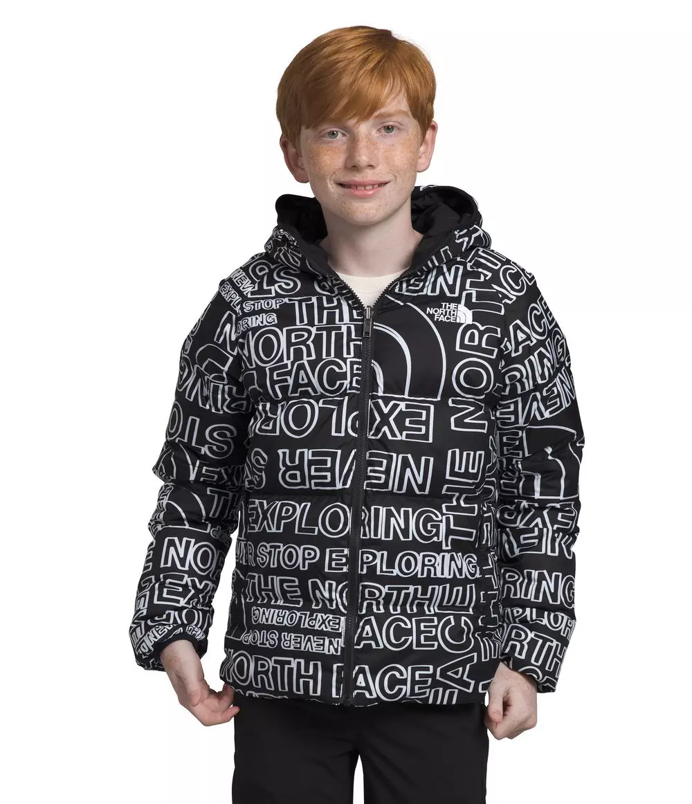The North Face Boys’ Reversible North Down Hooded Jacket-Black Marker - BLACK
