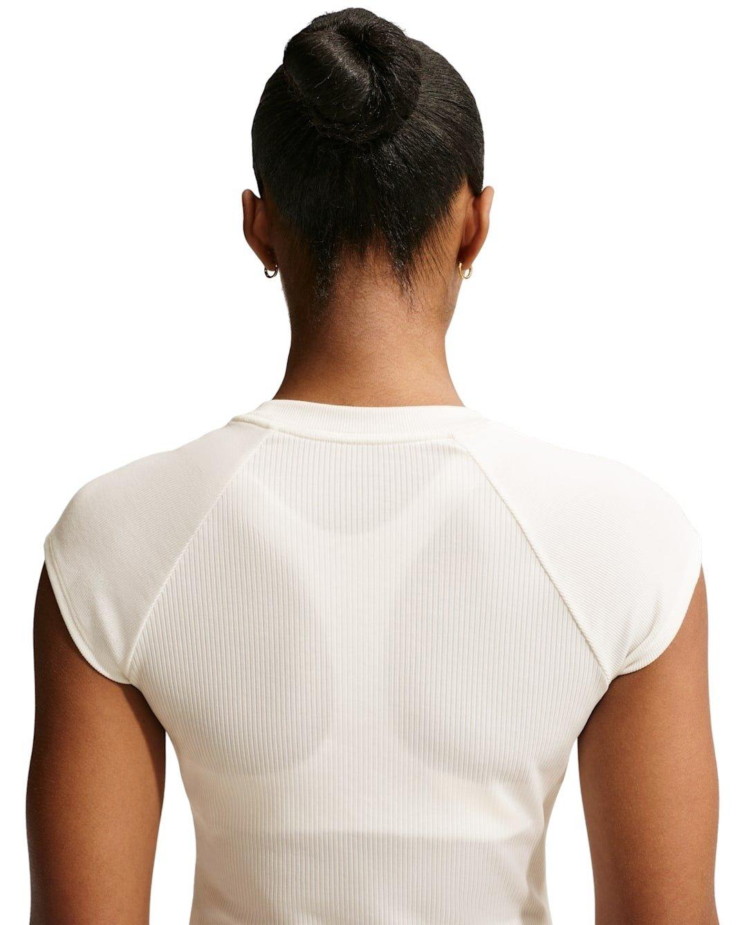 Nike Women's Sportswear Chill Knit Tight Short-Sleeve Ribbed Top - White - WHITE