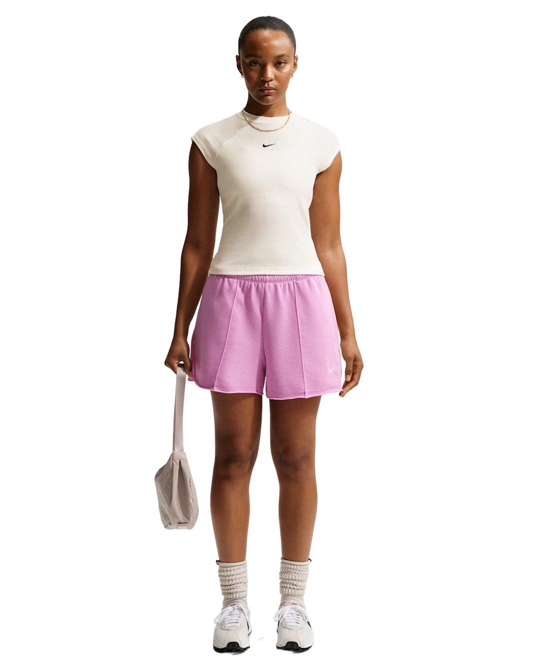 Nike Women's Sportswear Chill Knit Tight Short-Sleeve Ribbed Top -White - WHITE Thumbnail View 4