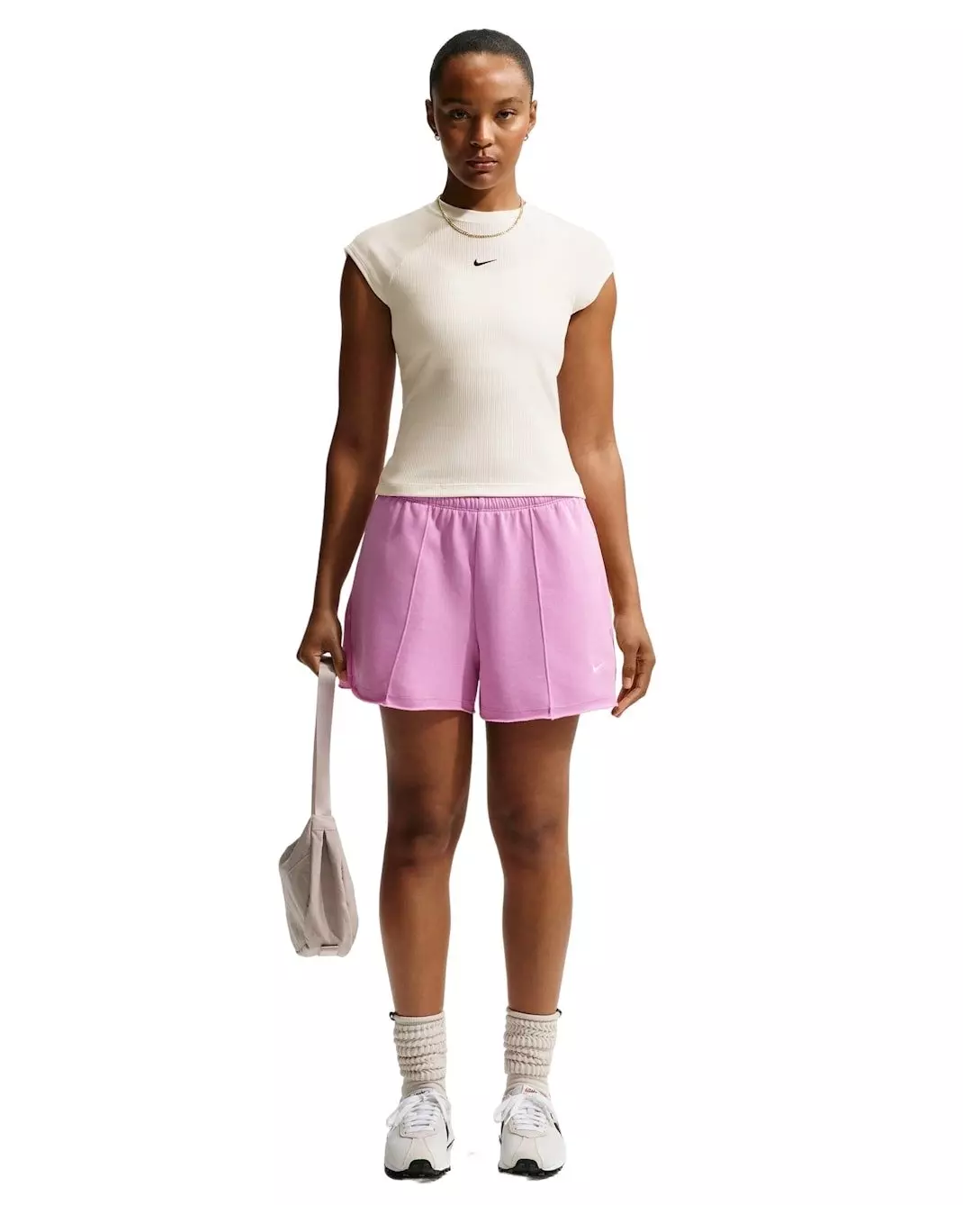 Nike Women's Sportswear Chill Knit Tight Short-Sleeve Ribbed Top -White - WHITE